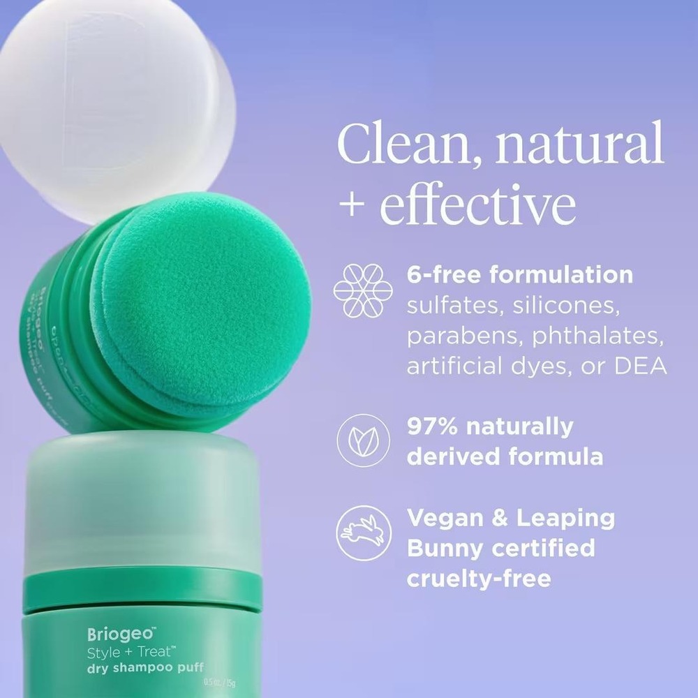 Briogeo Style + Treat Dry Shampoo Puff Translucent 0.5oz Talc-Free Vegan NIB - Picture 8 of 8